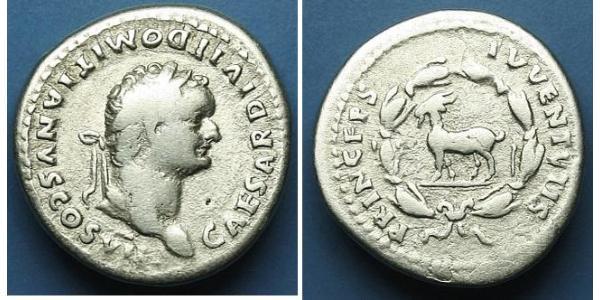 1 Denario Imperio romano (27BC-395) Plata Domiciano (51-96)