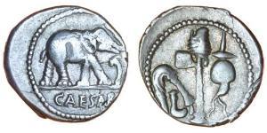 1 Denario República romana (509BC-27BC) Plata Julio César (100BC- 44 BC)