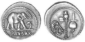 1 Denario República romana (509BC-27BC) Plata Julio César (100BC- 44 BC)