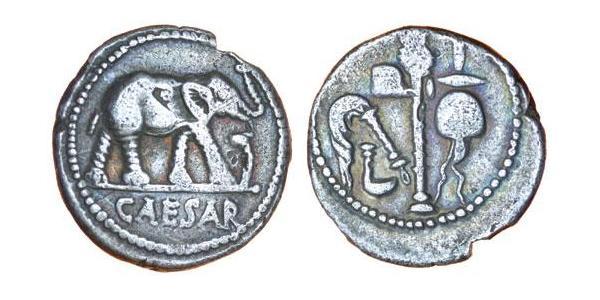 1 Denario República romana (509BC-27BC) Plata Julio César (100BC- 44 BC)