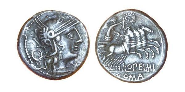 1 Denario República romana (509BC-27BC) Plata Lucio Opimio