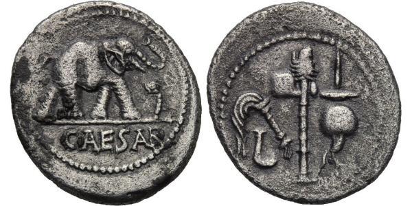 1 Denario República romana (509BC-27BC) Plata Julio César (100BC- 44 BC)