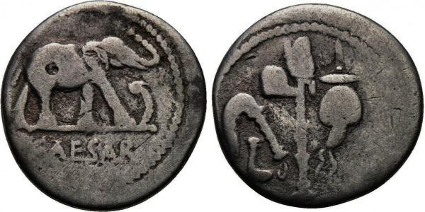1 Denario República romana (509BC-27BC) Plata Julio César (100BC- 44 BC)