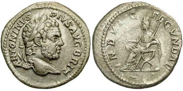 1 Denarius Römische Kaiserzeit (27BC-395) Silber Caracalla (188-217)