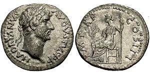 1 Denarius Roman Empire (27BC-395) Silver Hadrian  (76 - 138) 