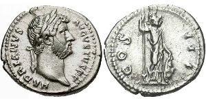 1 Denarius Roman Empire (27BC-395) Silver Hadrian  (76 - 138) 