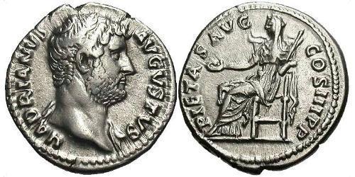 1 Denarius Roman Empire (27BC-395) Silver Hadrian  (76 - 138) 