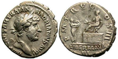 1 Denarius Roman Empire (27BC-395) Silver Hadrian  (76 - 138) 