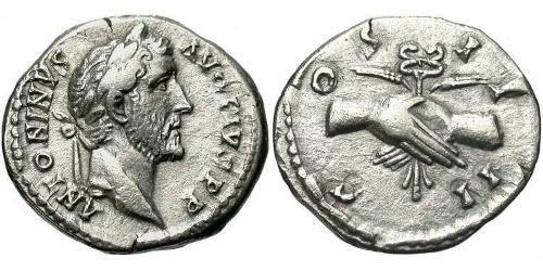 1 Denarius Roman Empire (27BC-395) Silver Antoninus Pius  (86-161)