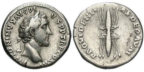 1 Denarius Roman Empire (27BC-395) Silver Antoninus Pius  (86-161)