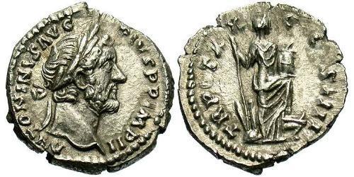 1 Denarius Roman Empire (27BC-395) Silver Antoninus Pius  (86-161)