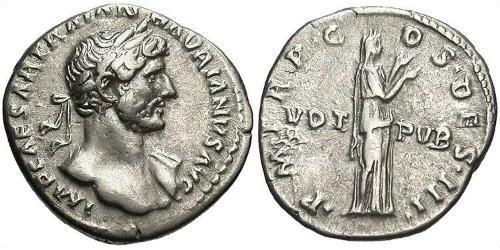 1 Denarius Roman Empire (27BC-395) Silver Hadrian  (76 - 138) 