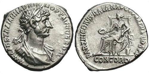 1 Denarius Roman Empire (27BC-395) Silver Hadrian  (76 - 138) 
