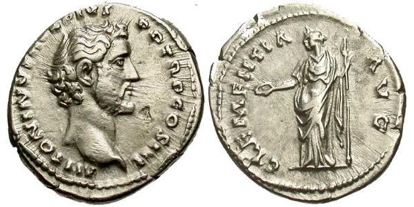 1 Denarius Roman Empire (27BC-395) Silver Antoninus Pius  (86-161)
