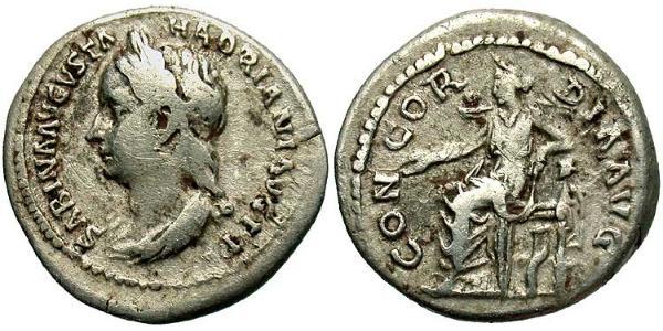1 Denarius Roman Empire (27BC-395) Silver Vibia Sabina (83-137)