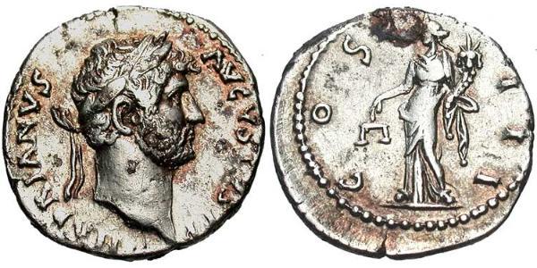 1 Denarius Roman Empire (27BC-395) Silver Hadrian  (76 - 138) 