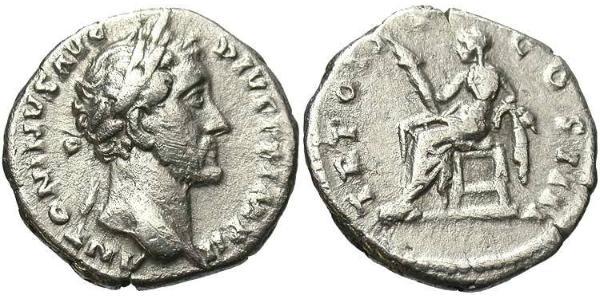 1 Denarius Roman Empire (27BC-395) Silver Antoninus Pius  (86-161)