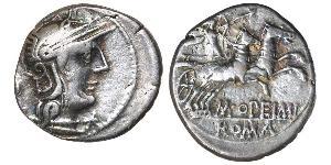 1 Denarius Roman Republic (509BC-27BC) Silver Lucius Opimius