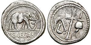 1 Denarius Roman Republic (509BC-27BC) Silver Julius Caesar (100BC- 44 BC)