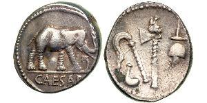 1 Denarius Roman Republic (509BC-27BC) Silver Julius Caesar (100BC- 44 BC)