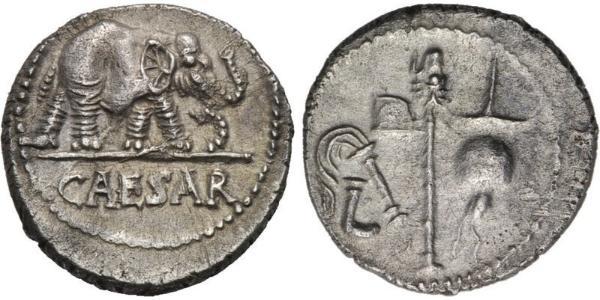 1 Denarius Roman Republic (509BC-27BC) Silver Julius Caesar (100BC- 44 BC)