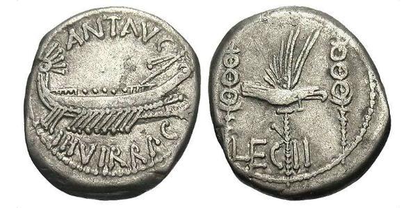1 Denarius Roman Republic (509BC-27BC) Silver Mark Antony (83BC-30BC)