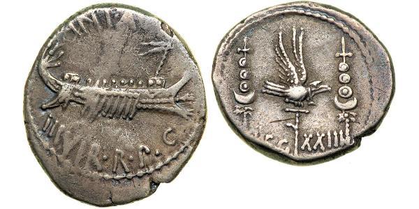 1 Denarius Roman Republic (509BC-27BC) Silver Mark Antony (83BC-30BC)