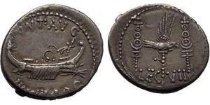 1 Denarius 罗马共和国 (509 BC - 27 BC) 銀 Mark Antony (83BC-30BC)