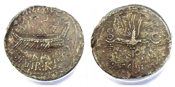 1 Denarius 罗马共和国 (509 BC - 27 BC) 銀 Mark Antony (83BC-30BC)