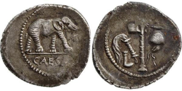 1 Denarius 罗马共和国 (509 BC - 27 BC) 銀 尤利烏斯·凱撒