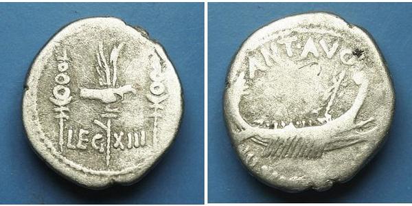 1 Denarius 罗马共和国 (509 BC - 27 BC) 銀 Mark Antony (83BC-30BC)