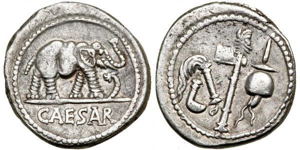1 Denarius 罗马共和国 (509 BC - 27 BC) 銀 尤利烏斯·凱撒