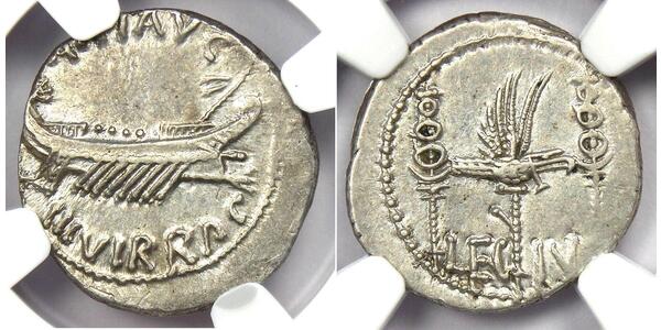 1 Denarius 罗马共和国 (509 BC - 27 BC) 銀 Mark Antony (83BC-30BC)