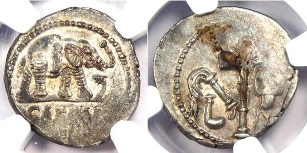 1 Denarius 罗马共和国 (509 BC - 27 BC) 銀 尤利烏斯·凱撒
