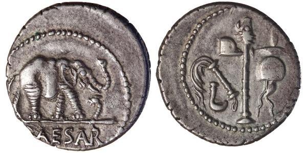 1 Denarius 罗马共和国 (509 BC - 27 BC) 銀 尤利烏斯·凱撒