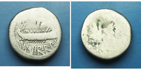 1 Denarius 罗马共和国 (509 BC - 27 BC) 銀 Mark Antony (83BC-30BC)