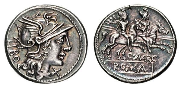 1 Denarius 罗马共和国 (509 BC - 27 BC) 銀 Lucius Opimius