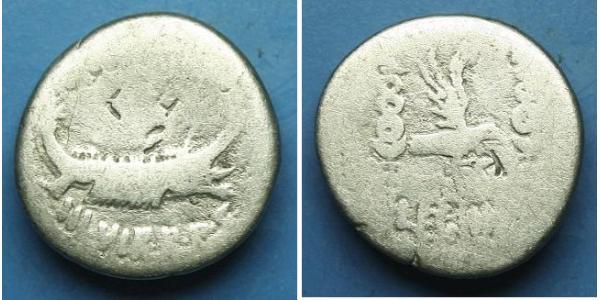 1 Denarius 罗马共和国 (509 BC - 27 BC) 銀 Mark Antony (83BC-30BC)
