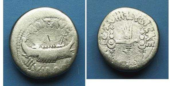 1 Denarius 罗马共和国 (509 BC - 27 BC) 銀 Mark Antony (83BC-30BC)