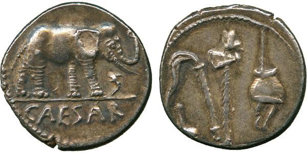 1 Denarius 罗马共和国 (509 BC - 27 BC) 銀 尤利烏斯·凱撒
