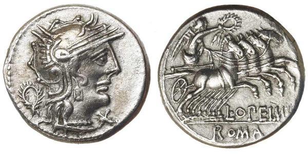1 Denarius 罗马共和国 (509 BC - 27 BC) 銀 Lucius Opimius