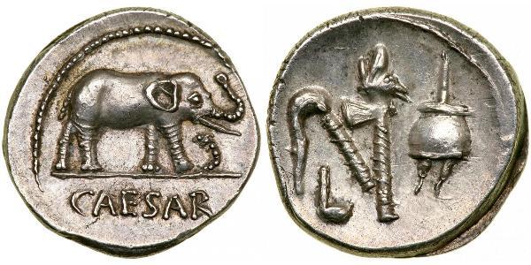 1 Denarius 罗马共和国 (509 BC - 27 BC) 銀 尤利烏斯·凱撒