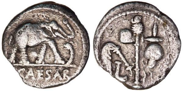 1 Denarius 罗马共和国 (509 BC - 27 BC) 銀 尤利烏斯·凱撒