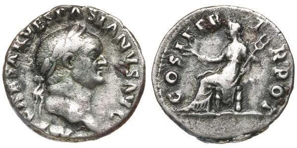 1 Denarius 羅馬帝國 銀 韦斯巴芗