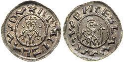 1 Denaro Boemia Argento Bretislaus I, Duke of Bohemia (1005-1055)
