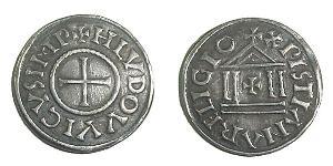1 Denaro Regno franco (481-843) Argento Ludovico il Pio (778-840)