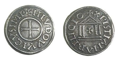 1 Denaro Regno franco (481-843) Argento Ludovico il Pio (778-840)