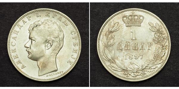 1 Denaro Serbia Argento Alessandro I di Serbia
