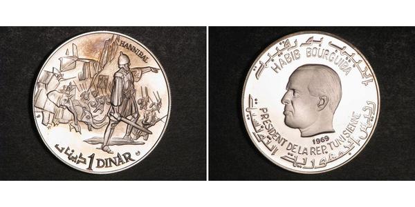 1 Denaro Tunisia Argento 