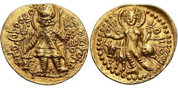 1 Denaro Impero Kusana (60-375) Oro Vasudeva I